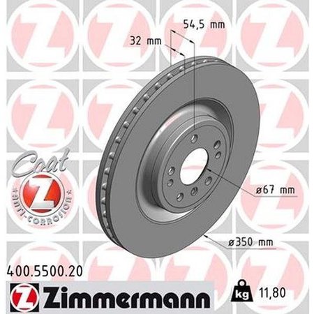 ZIMMERMANN Brake Disc - Standard/Coated, 400.5500.20 400.5500.20